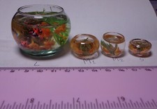 1:12 Scale Filled Glass Gold Fish Bowl Dolls House Miniature Garden