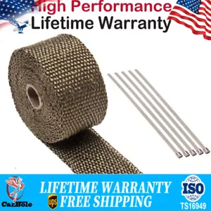 2" x 5M 16ft Exhaust Manifold Titanium Heat Wrap Thermal Roll Pipe Tape + 5 Ties - Picture 1 of 12