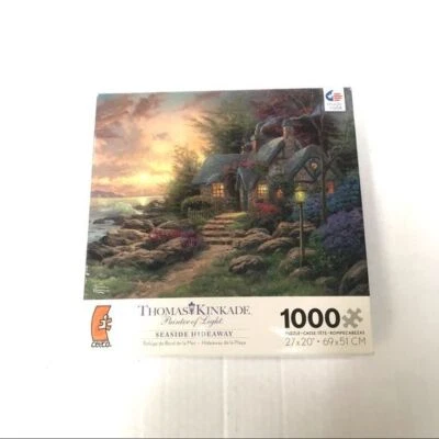 Quebra-cabeça novo na caixa Ceaco Thomas Kinkade Seaside Hideaway 1000 peças - Imagem 1 de 4