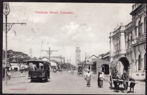 3166 POSTAL DE TRANVÍA DE CALLE DE CEILÁN COLOMBO CHATHAM 1909 - Imagen 1 de 2