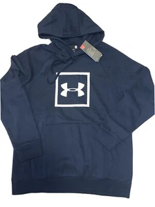 Men’s UNDER ARMOUR Sweatshirt Large Rival Fleece Logo Hooded Blue - Picture 1 of 5