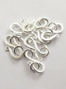 8 PCS 17X9MM SOLID COPPER S HOOK STERLING SILVER PLATED 853 ATL-263 - Picture 1 of 3