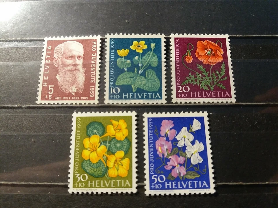 Estampillas de Suiza 1959 Carl Hilty. Flores. Juego completo. MNH  Foto 1 de 1