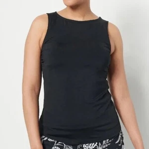 Lands' End Size 4 Regular High Neck UPF 50 Tankini Top BLACK A469364 - Picture 1 of 2