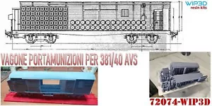 Vagone Porta Munizioni per Cannone Ferroviario Scala 1/72 –72074 WIP3D Resin KIT - Foto 1 di 2