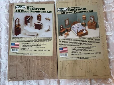Greenleaf спальня и ванная комната мебель набор кукольного домика деревянный винтажный сделано в США - Изображение 1 из 4