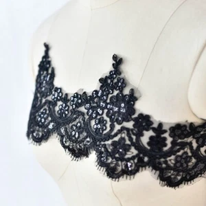 15CM*1 Yard Delicate Eyelash Embroidered Flower Sequin Lace trim Wedding/sewing  - Picture 1 of 27