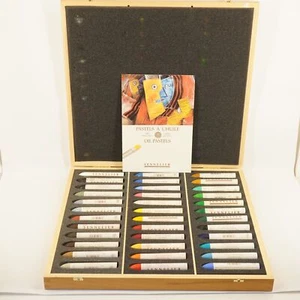 Sennelier 36 Oil Pastel Set in Branded Wooden Box, Unused - Free Shipping USA - Picture 1 of 14
