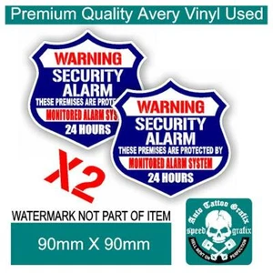 WARNING SECURITY ALARM DECAL STICKER X2 PACK SELF ADHESIVE SAFETY OH&S STICKERS - Bild 1 von 1