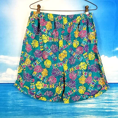 ZOOMERS Womans TEAL FLORAL Walking Shorts Elastic Waistband Lightweight size 2x - Image 1 of 4