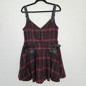 Killstar XXL Distortion Pleated Schoolgirl Gothic Punk Corset Plaid Mini Dress - Picture 1 of 7