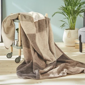 Ibena Decke Kuscheldecke Wohndecke Sofadecke blanket - Granada Beige/Braun - Bild 1 von 7