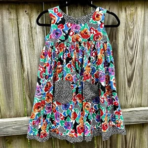 Handmade Girls Floral Sleeveless Sundress With Front Pockets Sz 8-10 - Picture 1 of 6
