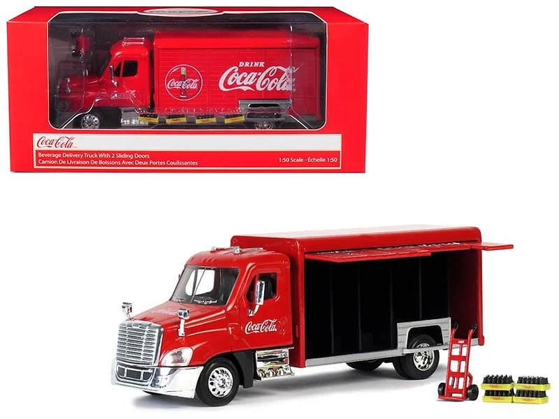 Beverage Delivery Truck "Coca-Cola" with Handcart and 4 Bottle Cases 1/50 Diecas - Image 1 of 1