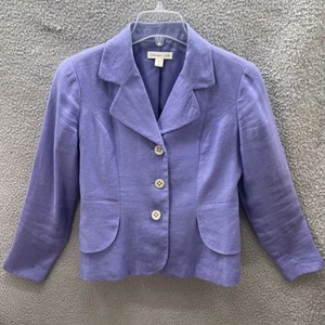 Blazer Coldwater Creek para mujer de lino talla pequeña 4 periwinkle púrpura forma de pétalo - Imagen 1 de 13