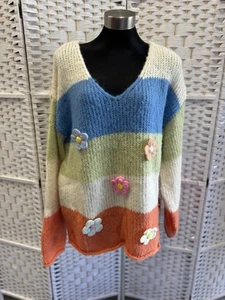 "CIDER"SIZE"XL"WOMENS SUPER SOFT&SNUG COLOURFUL JUMPER WITH FLOWERS~BNWT* - Picture 1 of 8