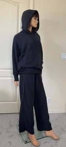 NIKE Women Polar Fleece Teddy Set Sweater + Pants Hooded Black - Size XS - Picture 1 of 6