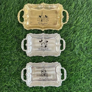 3er Set Walt Disney World Mini Deko Serviertabletts silber & goldfarben - Bild 1 von 16