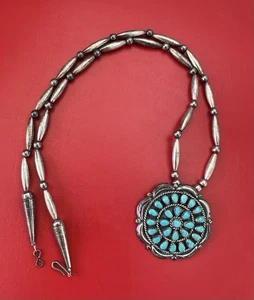 Collar Zuni HOMER VACIT Plata de Ley/Níquel TURQUESA Pequeño Punto Racimo - Imagen 1 de 8