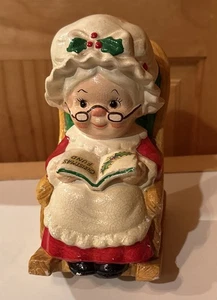Banco de monedas mecedora vintage Lefton Japón fondo de Navidad señora Claus L@@K 🎄 - Imagen 1 de 8