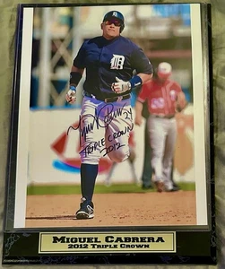 Miguel Cabrera 9x12 Auto’d Plaque Spring Training Celebrating Triple Crown 2012 - Picture 1 of 4