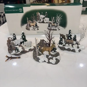 Dept 56 WOODLAND ANIMALS AT CLIFF’S EDGE #52816 Village Accessories 3 Piece  - Picture 1 of 7