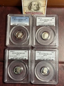 4 PCGS Proof SILVER Dimes Below Cost! 1992, 93, 94, 96 S Deep Cameo SS1031 - Picture 1 of 7