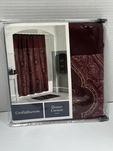 CROFT & BARROW STOFF DUSCHVORHANG 70×72 BURGUNDER PAISLEY - Bild 1 von 8