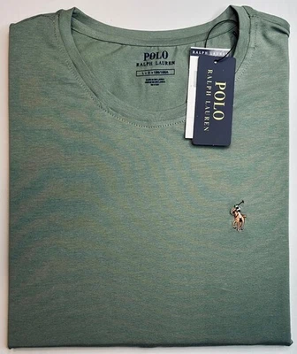 NUEVO CON ETIQUETAS Polo Ralph Lauren Hombres Manga Corta Cuello Redondo Verde Oliva Camiseta Envío Gratis Foto 1 de 4