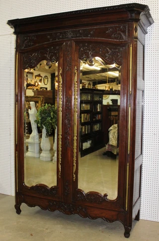 Fantastic Antique Country French Carved Normandy Armoire Wardrobe Circa 1780 Cover