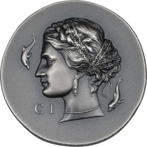 1 oz 5$ Cook Island Silbermünze Arethusa 2023 Antique Finish Zertifikat,Box - Picture 1 of 5