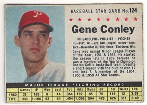 1961 POST # 124 GENE CONLEY PHILADELPHIA PHILLIES BASEBALLKARTE - KEINE KNICKE!!! - Bild 1 von 2