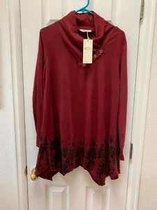 Neu mit Etikett SeSe Code rot schwarz Feenunterteil Langarm Tunika Damen Large Shirt - Bild 1 von 9