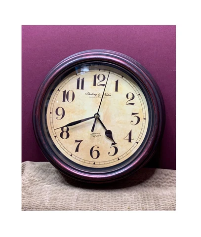 STERLING & NOBLE 8.5" PLASTIC FRAMED IN A BRONZE COLOR WALL CLOCK - TESTED Cover