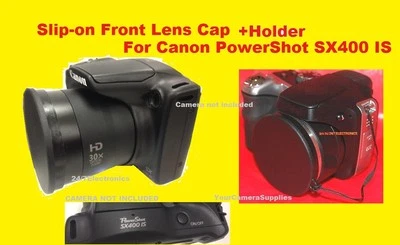 FRONT SLIP-ON LENS CAP to CAMERA CANON POWERSHOT SX400 IS SX400IS SX 400+HOLDER - Image 1 of 4