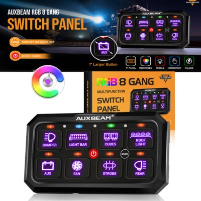 AUXBEAM 8 Gang RGB Switch Panel Toggle Relay Control For Toyota 4Runner Tundra - Image 1 of 4