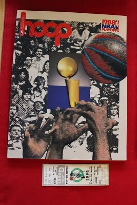1988 NBA HOOP 2nd Round Playoff Program-Boston Celtics vs Atlanta Hawks & Ticket - Image 1 of 3