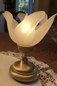 Murano Art Glass F. Fabbian Brass Lamps Pink Shades Replacements 9.5” Italy - Picture 1 of 17