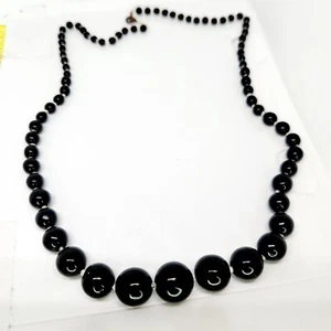 Art Deco 1920s Antique Graduated Crystal Necklace Jet Black & Clear Vtg Czech  - Picture 1 of 7