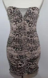 Abito da sera donna FORVEVER 21 senza spalline leopardato stampa animalier sexy club M - Foto 1 di 9
