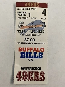 1998 NFL FOOTBALL TICKET STUB BUFFALO BILLS VS SAN FRANCISCO 49ers RARE OLD WOW - Picture 1 of 2