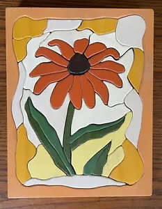 SUNFLOWER WOOD SEGMENTED WALL ART Handmade Painted Floral Flower Plaque Decor - Picture 1 of 7