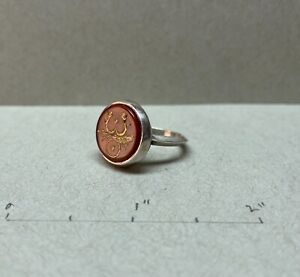 Triratna Engraved Gem Sterling Ring Size 6