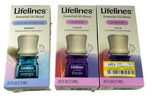 (3) Lifelines Essential Oil Blend Energy Focus In Bloom Calm - Picture 1 of 6