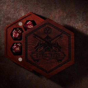 Gunslinger | Dice Box DnD | PURPLE HEART WOOD | Dice Vault | DnD Dice Set - Picture 1 of 5