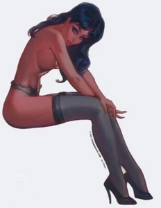 LONG LEGS Black Stockings HEELS PinUp Girl Sticker Vinyl Decal Art by Joe Chiodo - Picture 1 of 1