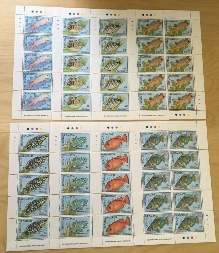 HOJAS COMPLETAS Granadinas 1991 1236-43 - Peces - Juego de Hojas - MNH Foto 1 de 1