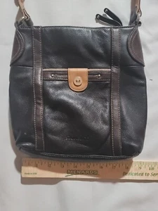 Stone Mountain Leather Crossbody Bag Purse Handbag Black & Brown  - Picture 1 of 4