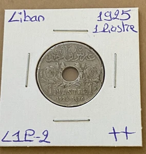 Scarce Lebanon 1 Piastre Coin 1925 KM# 3 Etat du Grand Liban L1P-2 - Picture 1 of 4