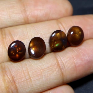 4.Piece Natural Mexican Fire Agate Cabochon Oval Loose Gemstone Smooth Cabochon - Foto 1 di 5